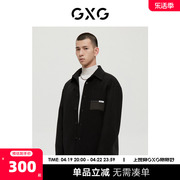 GXG男装 商场同款费尔岛系列黑色短大衣撞色口袋 22年冬季