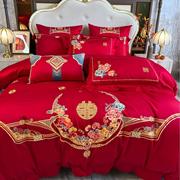 婚庆家纺四件套大红色100支棉结婚套件新婚床单被套婚礼床上用品