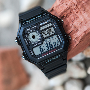 十年电量卡西欧男士手表，时尚运动户外多功能照明ae-1200wh-1b