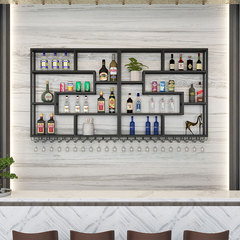 吧台酒水展示柜餐厅柜台墙上置物架子酒吧酒柜发光铁艺酒架壁挂式