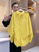 今年流行高端洋气，黄色条纹衬衫女装早春2024时尚，高级衬衣