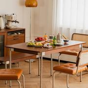 实木餐桌复古小户型北欧日式餐桌，椅子组合家用长方形，桌子原木家具