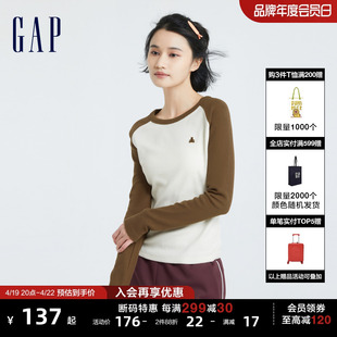 断码女友T Gap女装春秋撞色插肩袖T恤运动休闲上衣755924