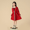 儿童红色毛衣裙(毛衣裙)2023女大童洋气蝴蝶结过新年学院风针织衫连衣裙子