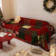 圣诞沙发盖布全盖沙发垫四季通用盖毯万能套罩防滑圣诞民宿沙发巾