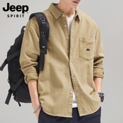 JEEP SPIRIT吉普纯棉春秋款男士外套休闲潮流长袖衬衫式夹克衬衣