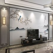 新中式花鸟山水电视背景墙壁纸客厅沙发墙纸床头壁画2024墙布