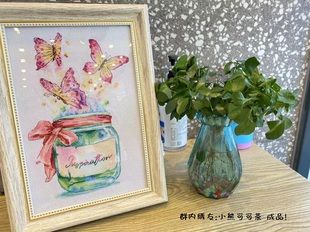 法国dmc线十字绣套件，客厅qt3431蝴蝶，灵感罐子14ct印花