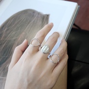 S925纯银戒指女制作人孔孝真同款创意个性几何开口三件套戒指指环