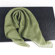 微瑕青色小方巾丝巾女纯色，纱巾草绿色100%桑蚕丝真丝围巾