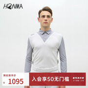 HONMA运动高尔夫服饰男子长袖polo衫T恤假两件针织拼接