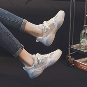 小白鞋女透气学生韩版女潮跑步鞋舒适夏季网面板鞋街拍运动鞋