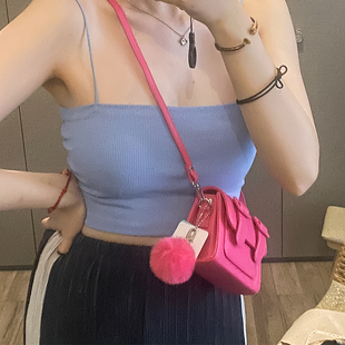玫红色手机包包斜挎包女2023小众设计泰国桥包mini火龙果色