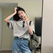 商场撤回夏季韩国女装灰色显瘦短袖T恤纯棉上衣潮牌