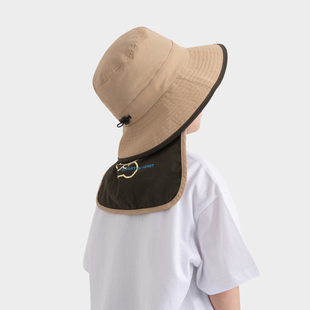 儿童帽子渔夫帽春夏季防晒男童女童护颈遮阳帽宝宝太阳帽防紫外线