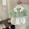 巴拉巴柆韩系女童夏装娃娃领t恤 2023女宝宝棉质甜美荷叶袖polo衫