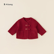 babycity儿童红色呢大衣，短款冬季女童，小香风外套新年dy34400