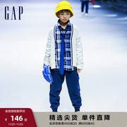 Gap男童秋季2023纯棉撞色格纹长袖衬衫780257儿童装休闲上衣