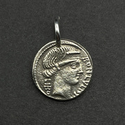 复刻罗马古币好运女神硬币浮雕，工艺品纯银吊坠，欧美复古风镶嵌饰品