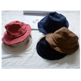 日本设计师款亚麻布帽春夏男女，小众个性遮阳防晒盆帽爵士帽礼帽