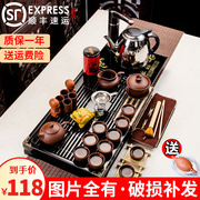 茶具套装组合家用实木，茶盘功夫茶具，简约电磁炉四合一现代中式茶艺