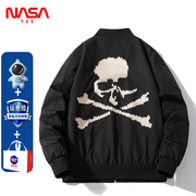 NASA联名春秋美式骷髅棒球服男女高街嘻哈潮牌飞行员夹克外套棉衣
