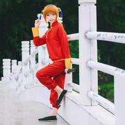 动漫银魂吉原神乐cos服唐装古装功夫，练功服cosplay服装全套