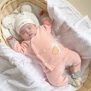 0一1岁婴儿套装女婴儿加绒套装冬季保暖衣服，新生宝宝加厚内衣开档