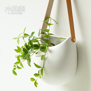 壁挂水培花瓶墙上白色，创意插花装饰绿植，花盆陶瓷干花花瓶花器墙壁