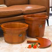 木桶木质泡脚橡木红足浴桶木桶洗脚木盆小实木足疗桶家用。