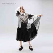 容子木ROSEMOO商场同款层叠设计袖口下摆长纱裙R021LP232B