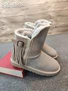 23-9冬季真皮羊皮毛，一体中筒靴流苏雪地靴，防滑保暖女靴皮带扣