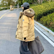 冬季工装羽绒棉服女韩系宽松设计感情侣小个子加厚冲锋衣外套