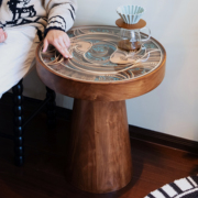 梯木叠雕原创设计师创意茶几高级感轻奢现代简约圆形客厅家用茶桌