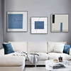 若水自由 现代简约装饰画正方形客厅沙发背景墙挂画创意抽象蓝色