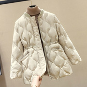 中长款棉衣女冬季2023年韩版洋气收腰羽绒棉服外套小个子