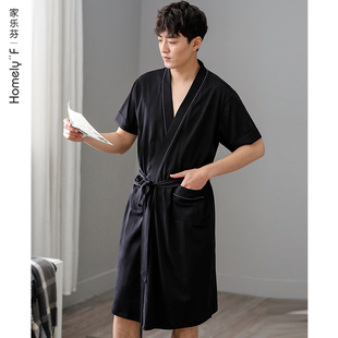 睡袍男士浴袍式睡衣晨袍和服，夏季纯棉薄款，浴衣日式长款一体式套装