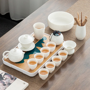 羊脂玉茶具套装家用茶盘，简约德化白瓷功夫，泡茶盖碗杯茶壶陶瓷整套