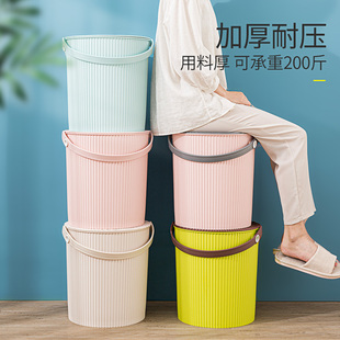水桶凳塑料可坐家用钓鱼桶，手提洗澡桶幼儿园收纳桶带盖加厚大号