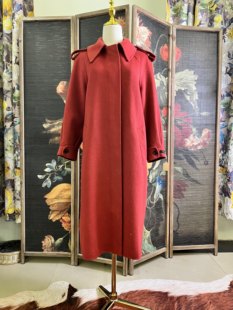 韩代手工缝制高级羊毛大衣，外套红色女神战衣，领子可卸意式复古