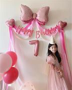 嫩粉色数字小气球纸拉花彩带线背景墙布置节日用品儿童生日会装扮