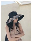 防晒帽日本黑胶遮脸太阳帽大沿渔夫帽夏季UV防紫外线遮阳帽女帽