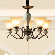 客厅吊灯铁艺陶瓷灯复古美式欧式奢华大气灯饰卧室餐厅灯书房灯具
