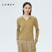 lancy朗姿羊毛纱，2022冬季翻领羊绒，针织衫女高级感通勤打底