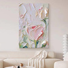 奶油风客玄关装饰画客厅玫瑰花，抽象纯手绘油画，手工质感厚肌理挂画