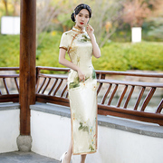 真丝旗袍长款2024年夏季年轻款气质高端桑，蚕丝优雅复古中国风