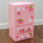 20232020豪华粉色单门冰箱 儿童过家家厨房仿真木制玩具生日