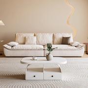 现代简约奶油风布艺沙发客厅小户型宽大坐深直排帆船棉麻沙发