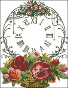 法国DMC十字绣 玫瑰花篮时钟面 欧式花卉 客厅挂画精准印花