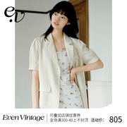 Even Vintage 日本进口三醋酸面料 简约版型 短袖西装外套女夏